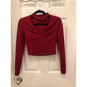 Maroon choker crop top